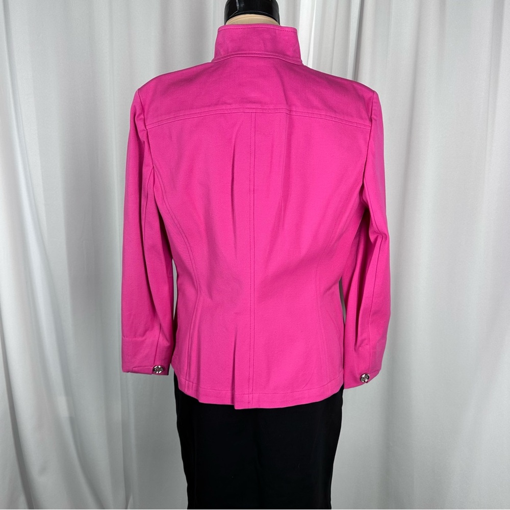 JONES NEW YORK SIGNATURE STRETCH Vibrant Pink Jacket Sz M Stand Collar - Picture 5 of 14